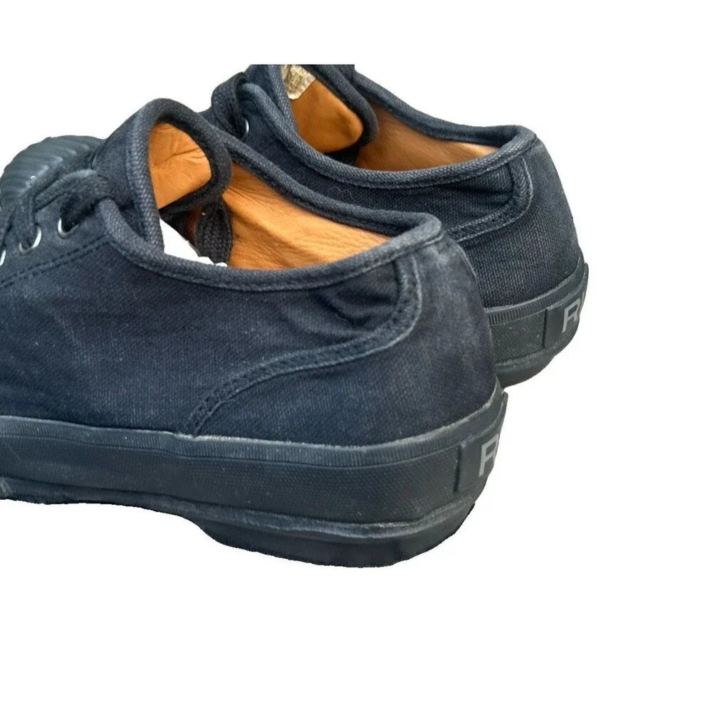 Ralph Lauren Olton Black Canvas Sneakers Ridged Toe Low Top Shoes Men's Size 8D